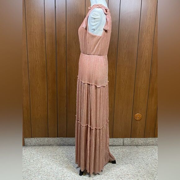 SABINA MUSÁYEV Helena Metallic Tiered Maxi Dress size L - Picture 5 of 11